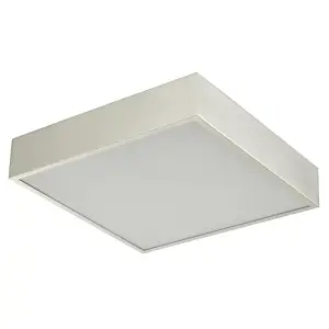 Modern 25w LED Flush Square Ceiling Light in Brushed Silver with Opal Diffuser