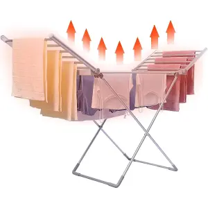 Foldable Winged Electric Laundry Drying Horse Rack - Laundry Drying Horse With Heated Folding Wings - 220W Energy Efficient