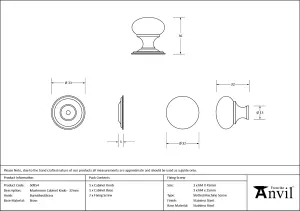 From The Anvil Burnished Brass Mushroom Cabinet Knob 32mm