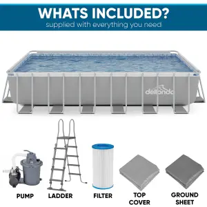 Dellonda 25FT Deluxe Steel Frame Swimming Pool With Ladder Covers & Filter Pump