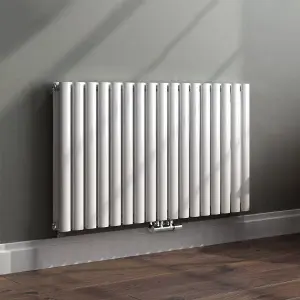 Nes Home 1020 x 600 mm Side Connection Horizontal Designer Radiator Side Connection White Double Oval Tube