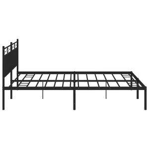 Berkfield Metal Bed Frame with Headboard Black 193x203 cm