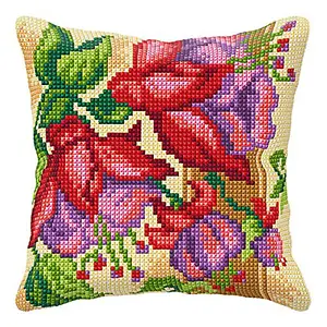 CUSHION EXOTIC FLWRS - Cross Stitch Kit: Cushion: Large: Exotic Flowers - Orchidea