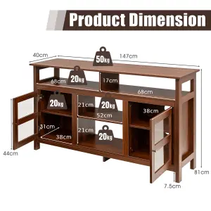 Costway TV Stand for 65" TV Fireplace TV Stand Entertainment Center Storage Cupboard