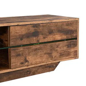 Sienna Wooden TV Stand In Rustic Oak With LED Lighting