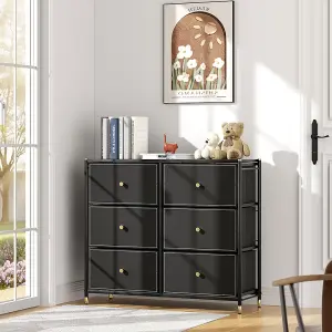 Black Plastic Storage Cabinet with 6 Drawers