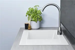 Liquida KAV860WH 1.0 Bowl Composite Reversible White Kitchen Sink And Waste Kit