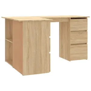 Berkfield Corner Desk Sonoma Oak 145x100x76 cm Engineered Wood