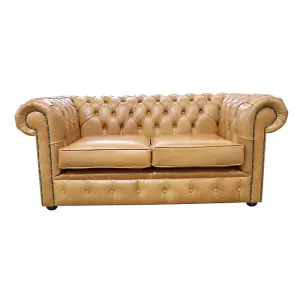 Chesterfield 2 Seater Old English Buckskin Leather Sofa Settee Bespoke In Classic Style