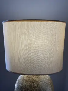 Waltham Brushed Champagne Ceramic Table Lamp complete with Matching Shade