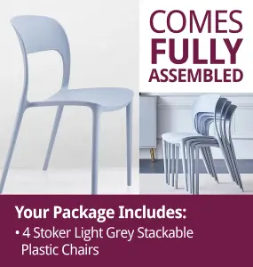 Hallowood Furniture Stoker Light Grey Stackable Plastic Chairs (CHA201-GRY) x 4