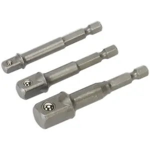 3 PACK - 1/4" Hex Chuck to Socket Adapter Converters - Power Drill Square Drive