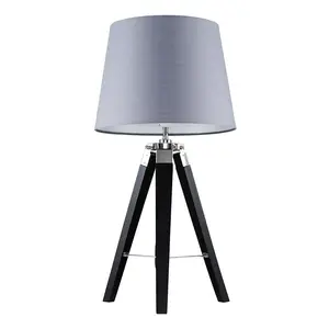 Bella Vista Wood Tripod Lamp Grey