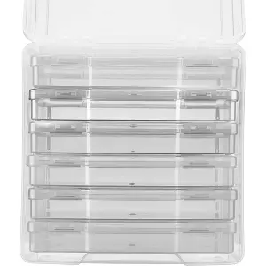 Clear Photo Storage Boxes for 6x4 Photographs - Storage Organiser with 6 Clip Lock Cases & 600 Photo Capacity