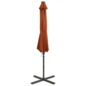 Berkfield Cantilever Umbrella with Pole and LED Lights Terracotta 300 cm