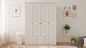 VOLET 4 Door 2 Drawer White Wardrobe