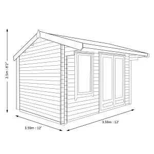 Shire Marlborough 12x12 ft & 1 window Apex Wooden Cabin with Felt tile roof - Assembly service included