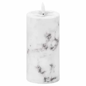 Luxe Collection Natural Glow 3x6 Marble Effect LED Candle - L7 x W7 x H15 cm