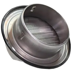 Kair Bull-Nose External Vent 125mm - 5 inch Rear Spigot Stainless Steel Grille with Louvres, Fly Screen and Drip Deflector