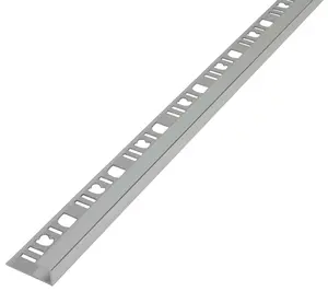 Diall PolishedChrome effect 8mm Straight Aluminium External edge tile trim