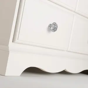 Romance Antique White 2 Over 3 Chest of Drawers with Crystal Handles