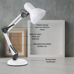 Innoteck Swing Arm Desk Lamp - White