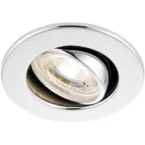 2 PACK Recessed Tiltable Ceiling Downlight - 8.5W Cool White LED Chrome Plate