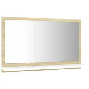 Dorlene Framed Wall Mounted Bathroom Mirror White And Sonoma Oak / 60 cm