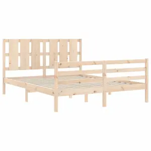 Berkfield Bed Frame with Headboard King Size Solid Wood