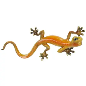 Yellow Speckled Gecko Lizard Resin Wall Shed Sculpture Statue House Large