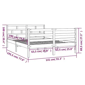 Berkfield Bed Frame White Solid Wood 140x200 cm 4FT6 Double