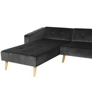 Corner Sofa VADSO Black Velvet Right Hand