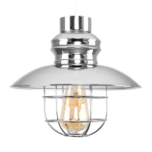 ValueLights Penglai Silver Ceiling Pendant Shade and E27 Pear LED 4W Warm White 2700K Bulb