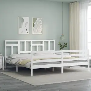 Berkfield Bed Frame with Headboard White 200x200 cm Solid Wood