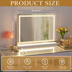 FENCHILIN Crystal Hollywood Vanity Mirror with Lights Bluetooth Hollywood Led Strip Music Mirror