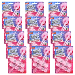 Tropical Blossom Pack of 12 Toilet Rim Block Cleaner Twin Pack Anti-Limescale, Foaming Cleaning Action, Lasts Up to 4 Weeks