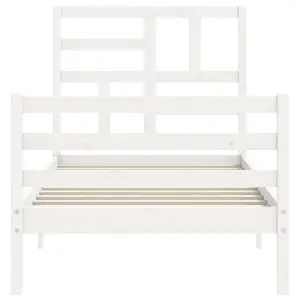 Berkfield Bed Frame with Headboard White 90x200 cm Solid Wood