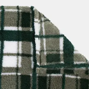 Check Tartan Teddy Fleece Throw Over Bed Blanket Warm Soft, Green - 125 x 150cm