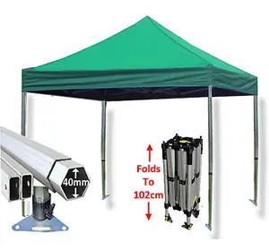 3m x 3m Compact 40 Instant Shelter Pop Up Gazebos Frame & Canopy - Green