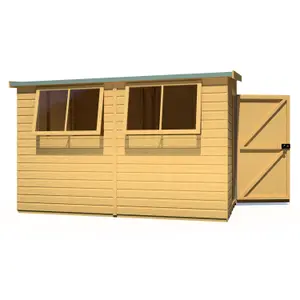 Shire Norfolk Workshop Pent Shed 10x6 Double Door 19mm Loglap Style B