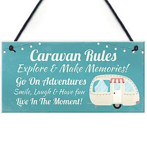 Red Ocean Caravan Rules Sign Hanging Door Plaque Caravan Sign Holiday Gift For Him Her Men Women