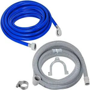 SPARES2GO Universal Washing Machine / Dishwasher Fill Hose + Drain Hose Extension Set (5 Metre)