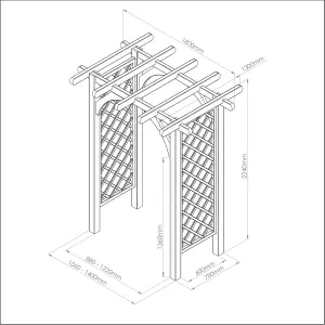 Zest Horizon Wooden Garden Arch Pergola Plant Support Trellis FSC Wood