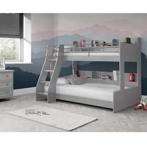 Abby Standard Bunk Bed with Shelves Light Grey