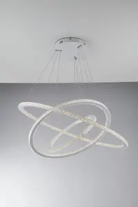 Luminosa BRYANT LED 3 Ring Pendant Ceiling Light White 6840lm 3000K 80x2+40x2cm