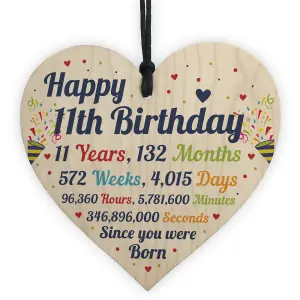 Red Ocean 11th Birthday Gift For Boys Wooden Heart 11th Birthday Gift For Girls 11th Birthday Decorations