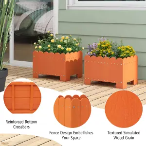 Costway 2 Pack Rectangular Planter Box HDPE Flower Pot Raised Garden Bed for Vegetables