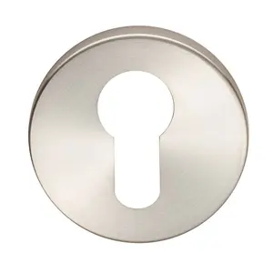 52mm Euro Profile Open Escutcheon 6mm Depth Concealed Fix Satin Steel