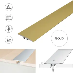 A68 36mm Anodised Aluminium Flat Door Threshold Strip - Gold, 0.9m