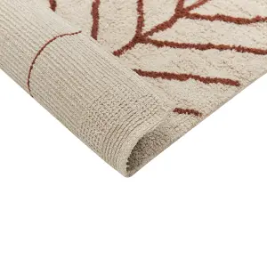 Cotton Area Rug 200 x 200 cm Beige and Brown AKOREN